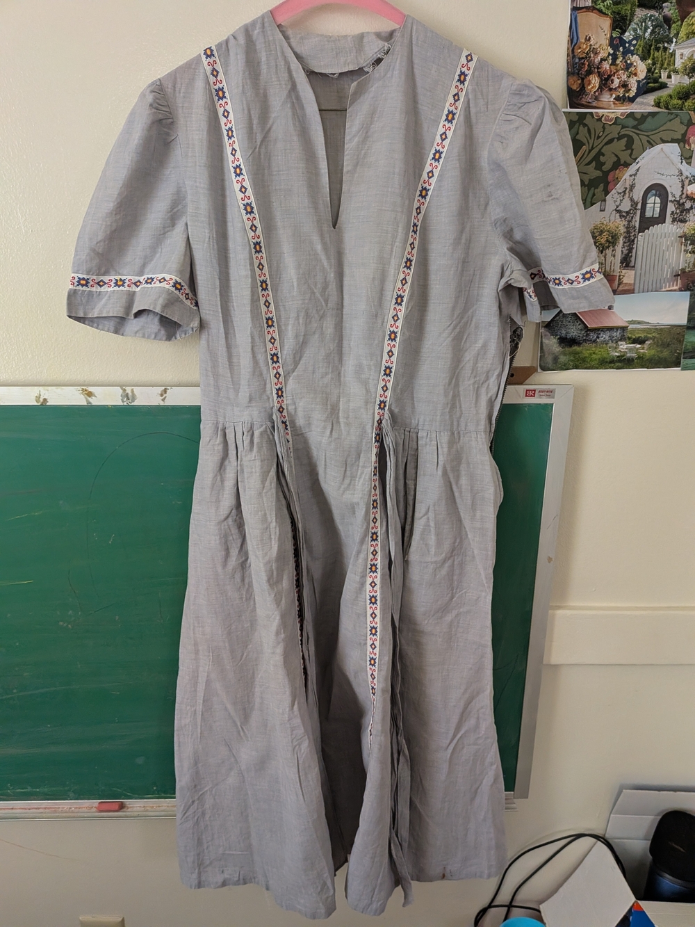 Vintage 1940s Lightweight Chambray Dress Small